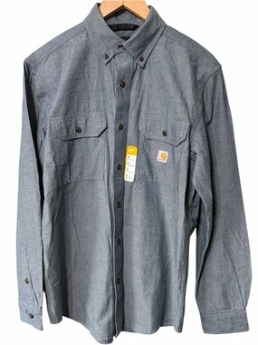Carhartt Men's Light Blue Chambray Button-Down Work Shirt